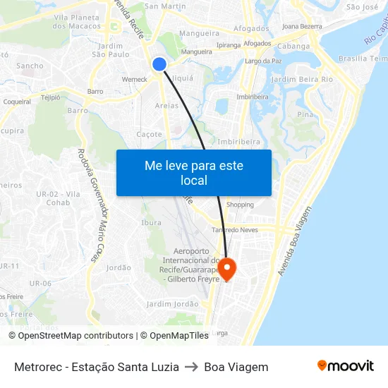 Estação Santa Luzia - Metrorec to Boa Viagem map