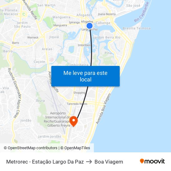 Metrorec - Estação Largo Da Paz to Boa Viagem map