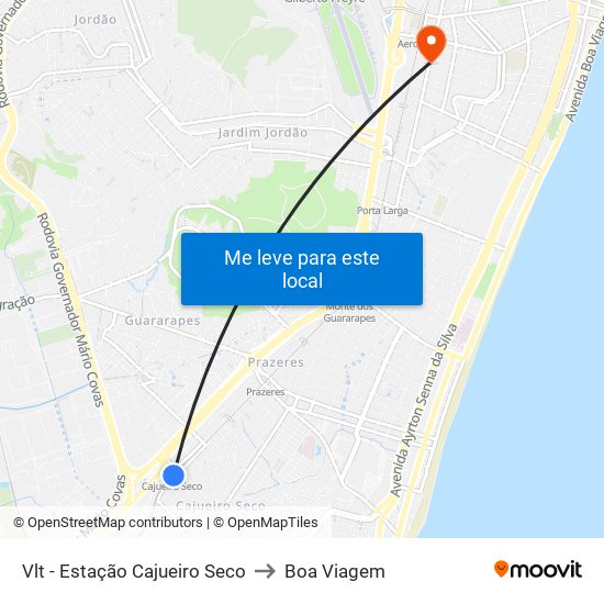 Vlt - Estação Cajueiro Seco to Boa Viagem map
