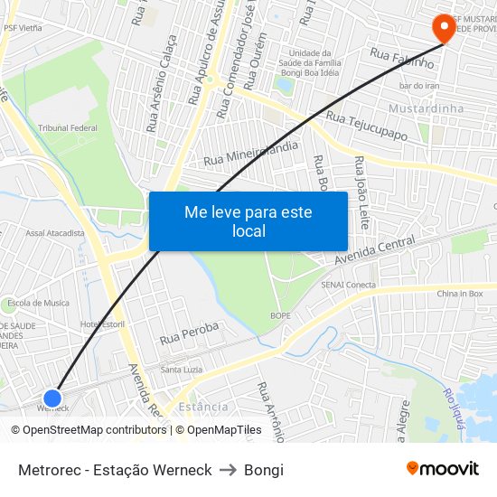 Metrorec - Estação Werneck to Bongi map