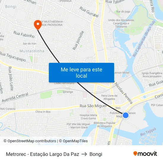 Estação Largo Da Paz - Metrorec to Bongi map
