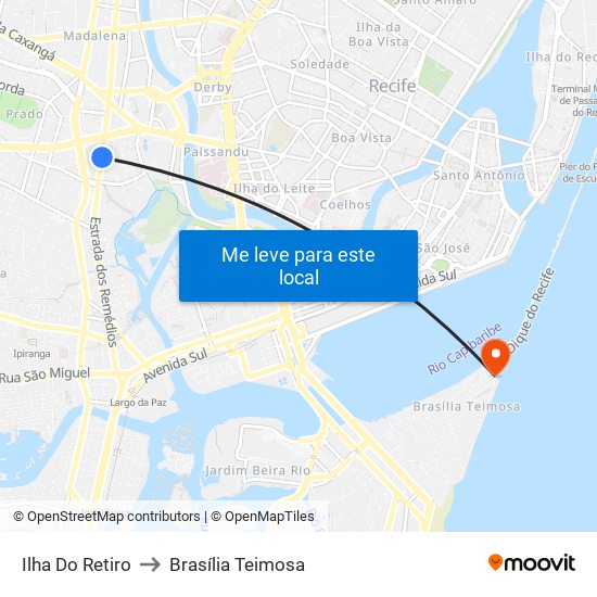 Ilha Do Retiro to Brasília Teimosa map