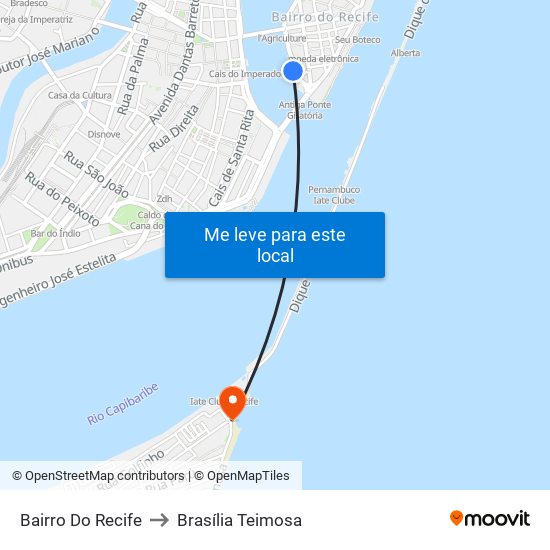 Bairro Do Recife to Brasília Teimosa map