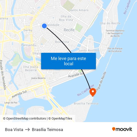 Boa Vista to Brasília Teimosa map