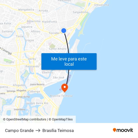 Campo Grande to Brasília Teimosa map