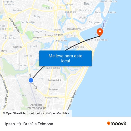 Ipsep to Brasília Teimosa map