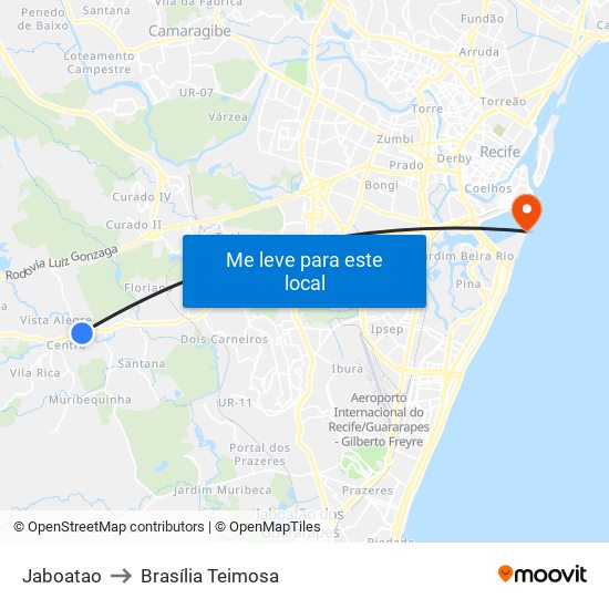 Jaboatao to Brasília Teimosa map