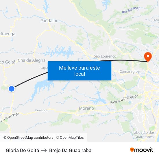Glória Do Goitá to Brejo Da Guabiraba map