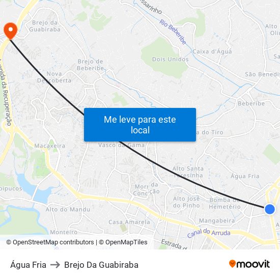 Água Fria to Brejo Da Guabiraba map