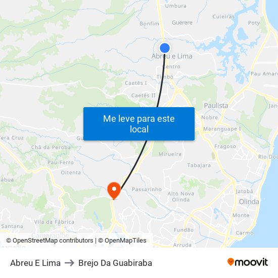 Abreu E Lima to Brejo Da Guabiraba map