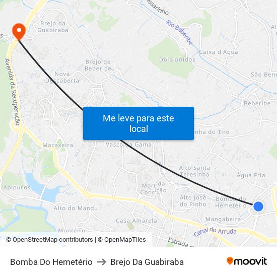 Bomba Do Hemetério to Brejo Da Guabiraba map