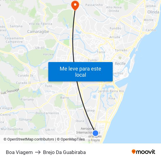 Boa Viagem to Brejo Da Guabiraba map