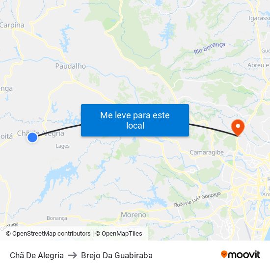 Chã De Alegria to Brejo Da Guabiraba map