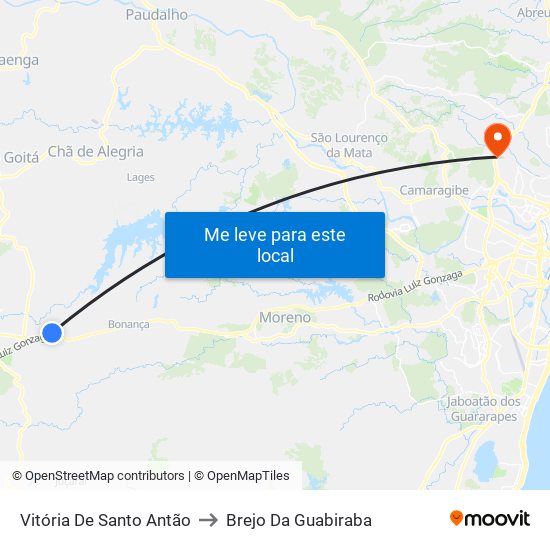 Vitória De Santo Antão to Brejo Da Guabiraba map