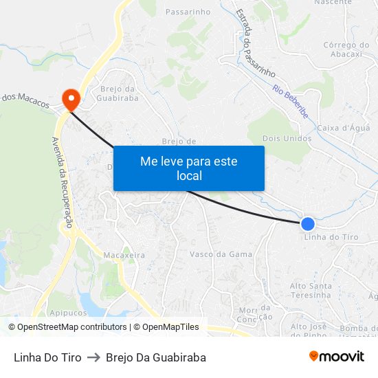 Linha Do Tiro to Brejo Da Guabiraba map