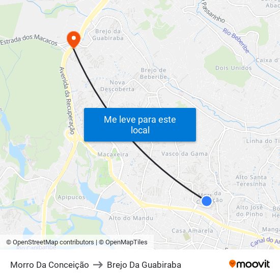 Morro Da Conceição to Brejo Da Guabiraba map