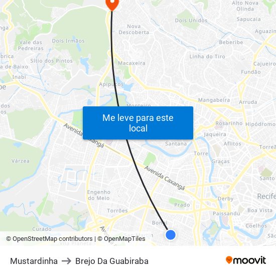 Mustardinha to Brejo Da Guabiraba map