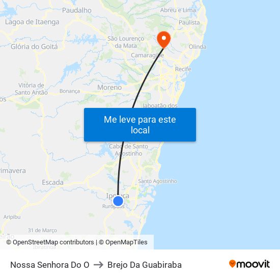 Nossa Senhora Do O to Brejo Da Guabiraba map