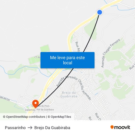 Passarinho to Brejo Da Guabiraba map