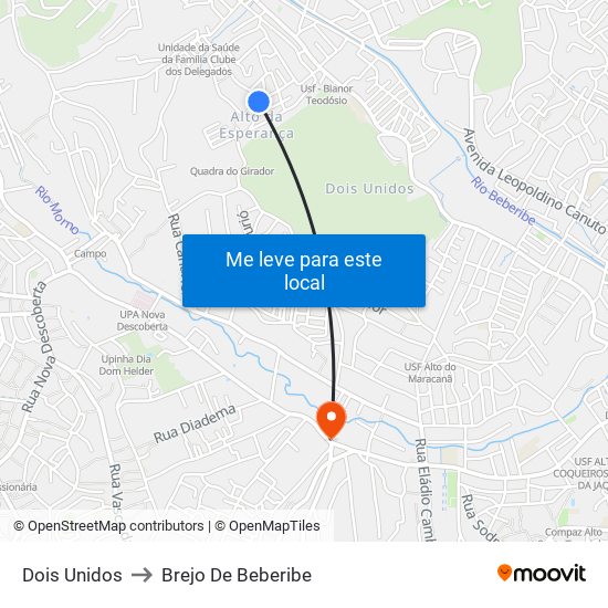 Dois Unidos to Brejo De Beberibe map