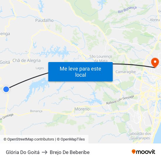 Glória Do Goitá to Brejo De Beberibe map