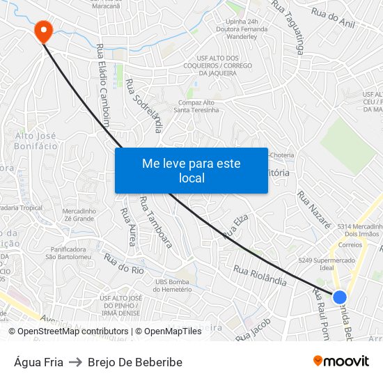 Água Fria to Brejo De Beberibe map