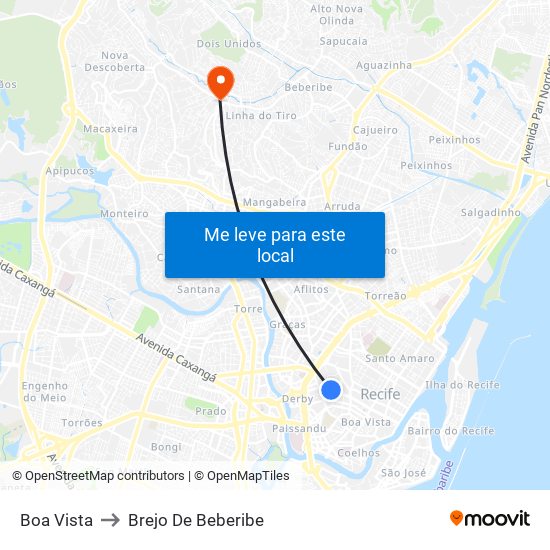 Boa Vista to Brejo De Beberibe map