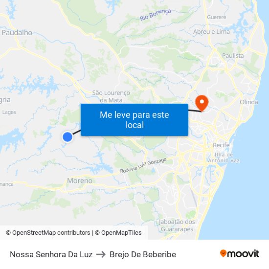 Nossa Senhora Da Luz to Brejo De Beberibe map