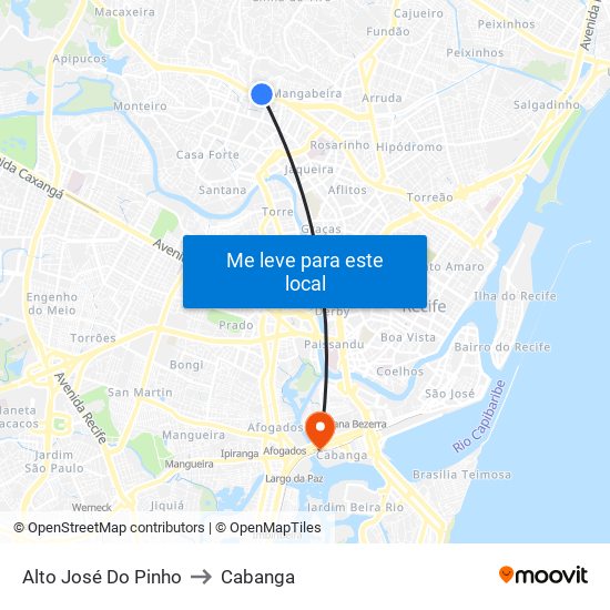 Alto José Do Pinho to Cabanga map