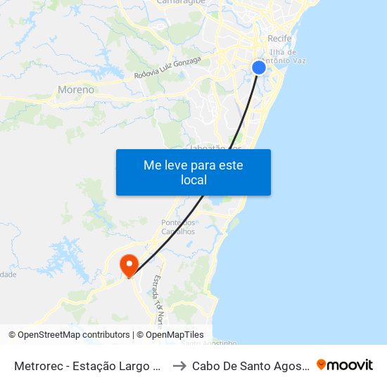Metrorec - Estação Largo Da Paz to Cabo De Santo Agostinho map