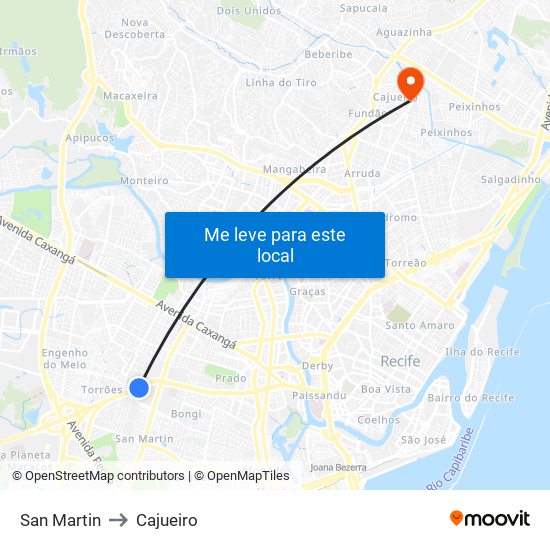 San Martin to Cajueiro map