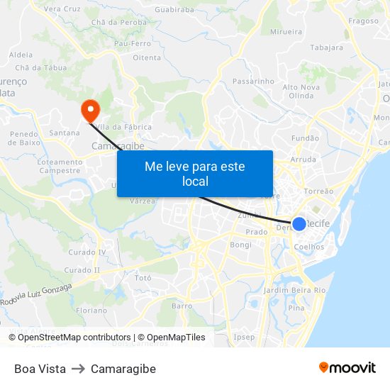 Boa Vista to Camaragibe map