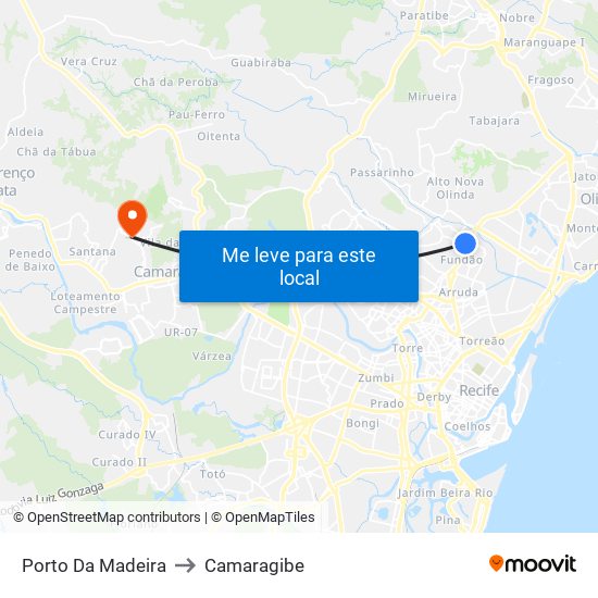 Porto Da Madeira to Camaragibe map