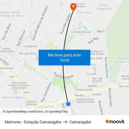 Metrorec - Estação Camaragibe to Camaragibe map