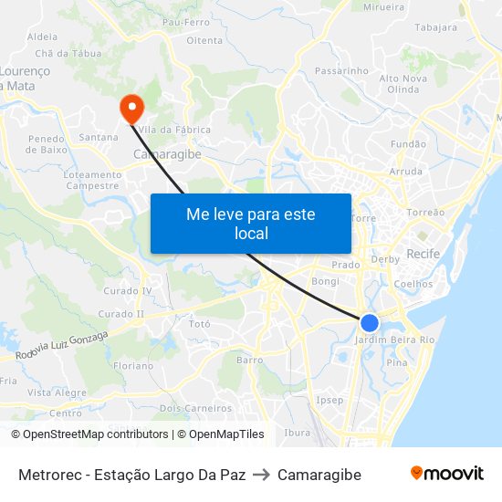 Metrorec - Estação Largo Da Paz to Camaragibe map