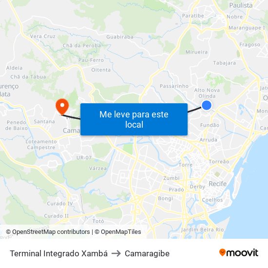 Terminal Integrado Xambá to Camaragibe map