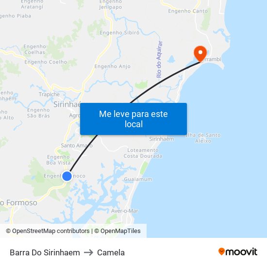 Barra Do Sirinhaem to Camela map
