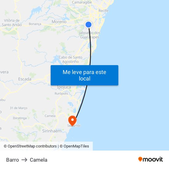 Barro to Camela map