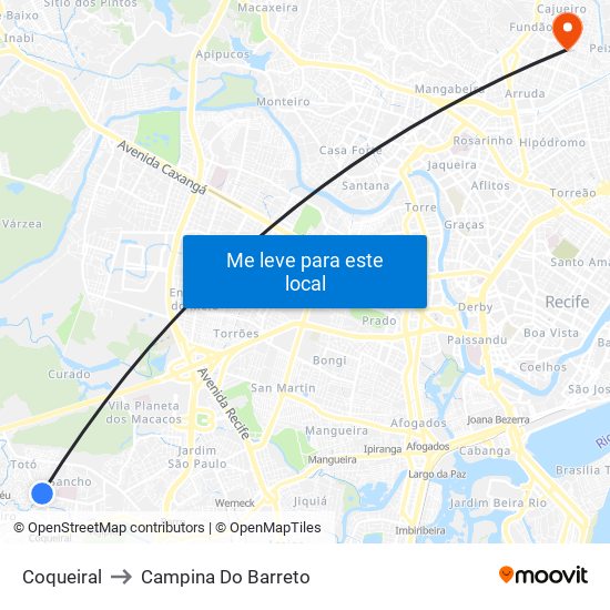 Coqueiral to Campina Do Barreto map