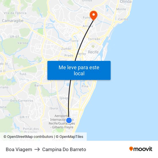 Boa Viagem to Campina Do Barreto map