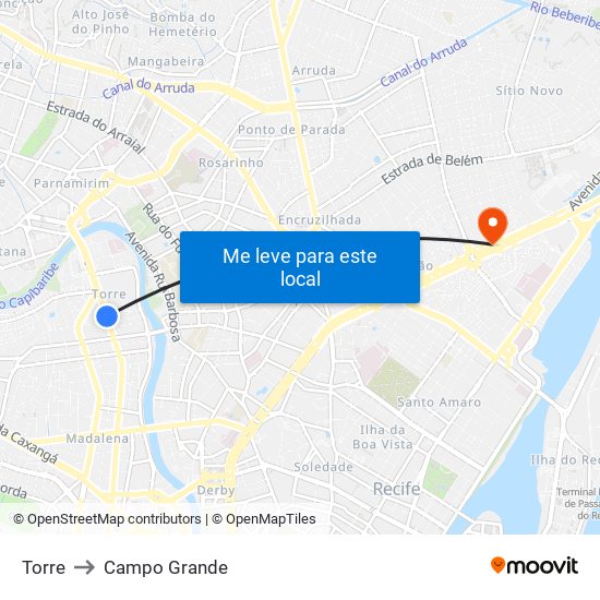 Torre to Campo Grande map