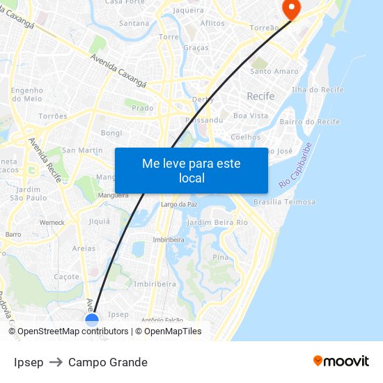 Ipsep to Campo Grande map