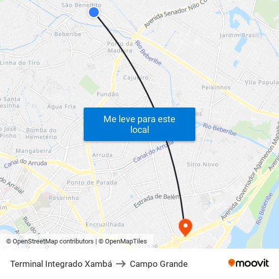 Terminal Integrado Xambá to Campo Grande map