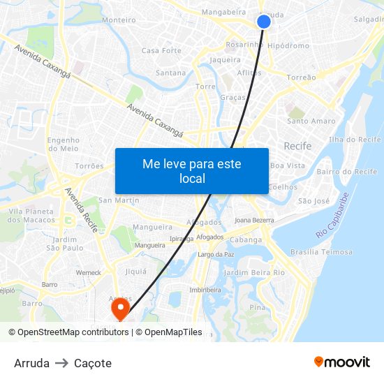 Arruda to Caçote map