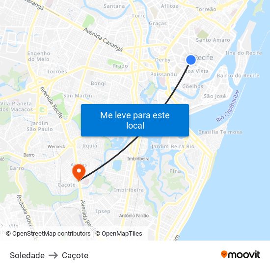 Soledade to Caçote map