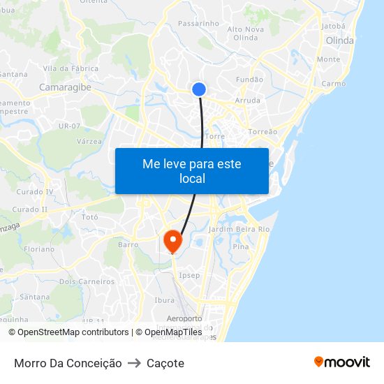 Morro Da Conceição to Caçote map