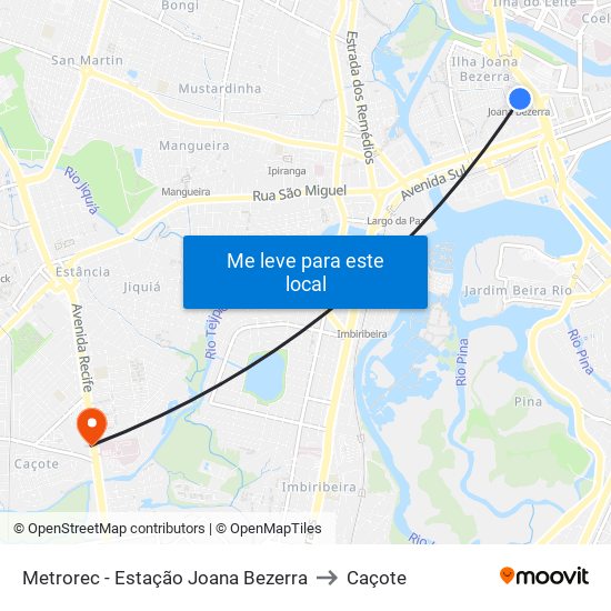 Metrorec - Estação Joana Bezerra to Caçote map