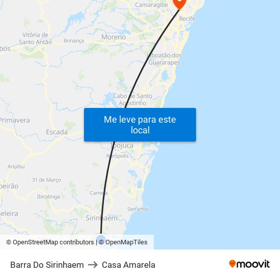 Barra Do Sirinhaem to Casa Amarela map