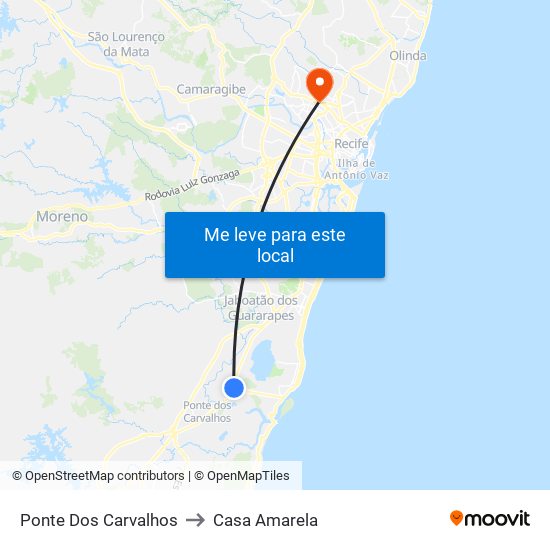 Ponte Dos Carvalhos to Casa Amarela map