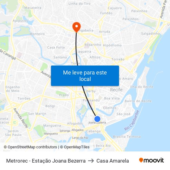 Metrorec - Estação Joana Bezerra to Casa Amarela map